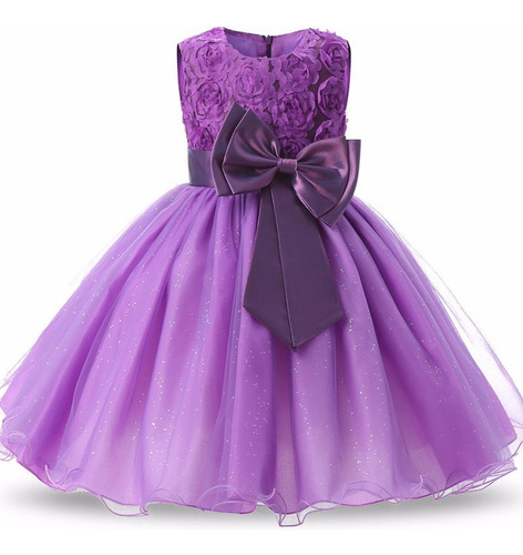 Vestido Para Niña, Falda Tipo Poncho De Princesa Morada