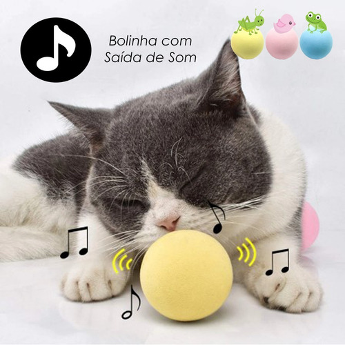 Brinquedo Interativo Pet Gato Bola Catnip Com Som Antistress