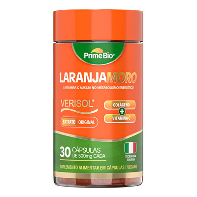 Laranja Moro Morosil + Colágeno Verisol + Vitamina C - Prime Bio Sabor Extrato De Laranja Moro Morosil 30 Cápsulas - Prime Bio | Parcelamento sem juros
