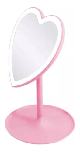 Espelho De Maquiagem Coração 29 Luzes Led Com Porta Objetos