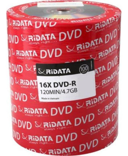 Dvd-r Marca Ridata 100 Pzs