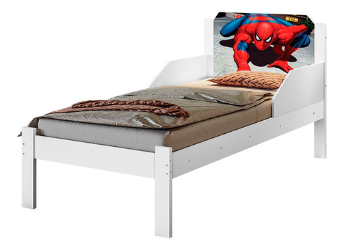 Cama Infantil Solteiro Adesivada Aranha E Luminária Led