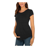 Camiseta De Verano Para Mujer Embarazada Con Cuello Redondo