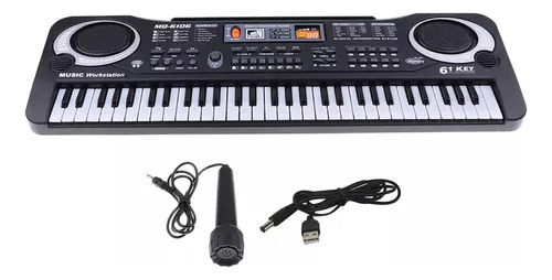 61 Teclas Electrónico Piano Digital Musical Con Micrófono