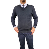 Uniforme Blusa Suéter Gola V Em Tricô Liso Uniforme Lã