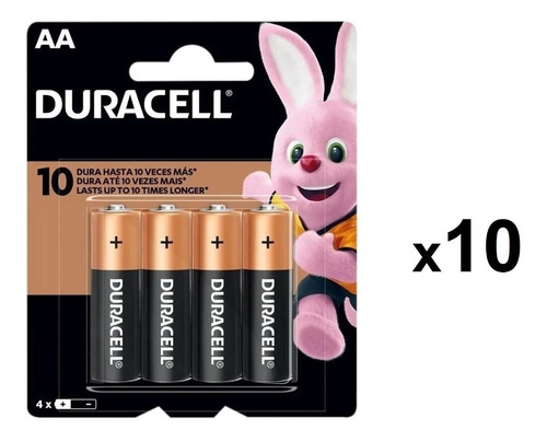 Kit 40 Pilhas Duracell Aa (10 Cartelas C/ 4)