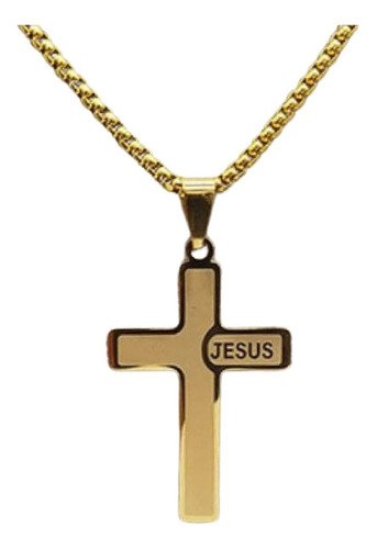 Colar Crucifixo Corrente Jesus Masculino Aço Inox Minha Fé