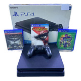 Console Ps4 Slim 1tb Completo 1 Controle 3 Jogos De Brinde