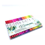 Kit 48 Brush Caneta Pen Ponta Pincel Lettering Canetinha Cor