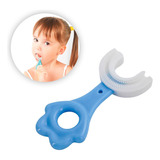 Escova Dentes Mágica Infantil Silicone Cuidado E Diversão Cor Azul