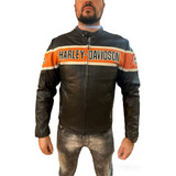 Chamarra  De Piel Motociclista Harley Davidson (hd)