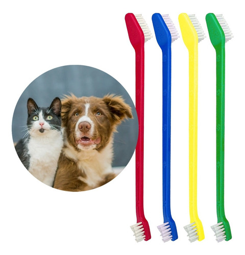 Pack X20 Pzs Cepillo Dental Doble Perro Gato Mascota Dientes