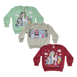 Kit 3 Casaco Infantil Moletom Estilosa Estampada Frio Promo 