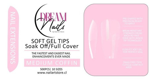 Caja De 500 Soft Gel Tips Soak Off De La Marca Dream Nails