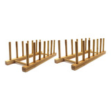 Estante Para Platos De Madera De Bambú, Soporte Para Platos,