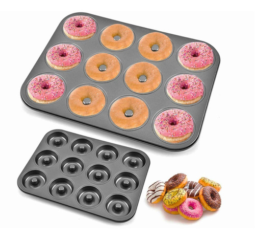 Molde Metálico Antiadherente 12  Cavidades Mini Donuts Donas