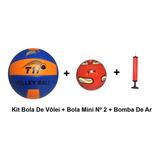 Kit Bola De Vôlei + Bola Mini Nº 2 + Bomba De Ar