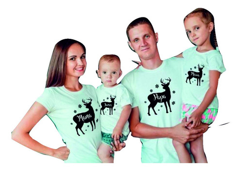 Camisetas Navideñas Venado Navidad Familia X 1 Und