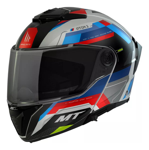 Casco Abatible Mt Sv Atom 2 Bast Ao Azul Rojo Mate