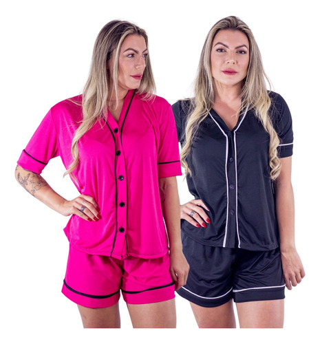 Kit 2 Pijamas Americano Feminino Malha Fria Adulto Cirurgico