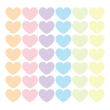 Adesivo De Parede Infantil 54 Corações Tons Pastel Quarto Cor Tons Pastel (laranja, Rosa, Lilás, Azul, Verde, Amarelo)
