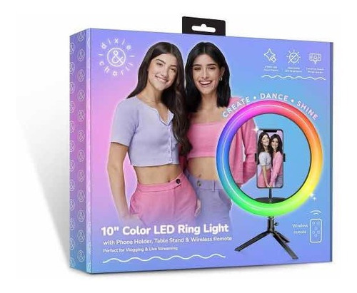 Dixie & Charli Damelio Aro De Luz 10 Con 10 Luces De Color