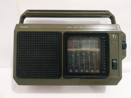 Radio Philips 6 Faixas Raro Antigo Placa Peça Reliquia
