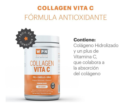 Wpn Colágeno Hidrolizado + Vitamina C Sabor Neutro 300g