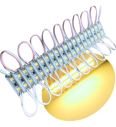 500pçs Mini Módulo Led 12v Ip67 5050 2led Quente 3000k 27mm