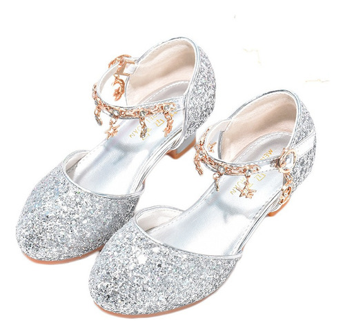Zapatos De Cristal Plateado Para Niñas