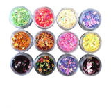 12 Potinhos De Glitter Borboleta Para Unhas Em Gel