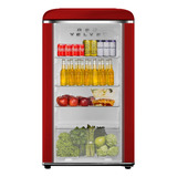 Frigobar Refrigerador Puerta Cristal Retro 95 L 3.3 Ft Color Rojo