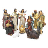 Presépio Resina 11 Peças 14 Cm - Jesus, Maria, José E Mais