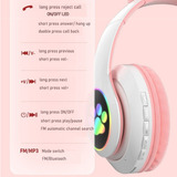 Auriculares Bluetooth 5.0, Orejeras De Gato Coloridas Rgb Pa