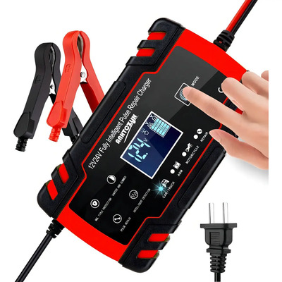 Cargador Batería Inteligente 12V 24V KRTMX Auto Moto AGM Gel Rojo | Envío gratis