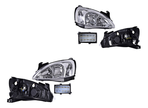 Set Faros Del P/halog Depo Chevrolet Corsa 00/02