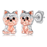 Pendientes De Perro Yorkie 925 Pendientes De Tuerca Yorkie L