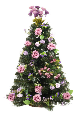 Árbol Navidad Xl 1,00 C Kit Lujo Floral Violeta Lila Sheshu Color Blanco