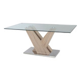 Mesa De Comedor Rectangular De Vidrio Madera - Vanna 200x100