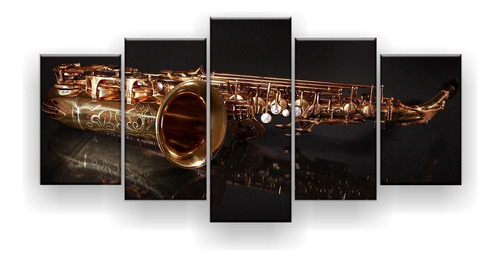 Quadro Decorativo Reflexo Saxofone 129x61 Sala Quarto