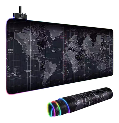 Mouse Pad Gamer Led Rgb 7 Cores Tamanho Grande 80 X 30cm Map