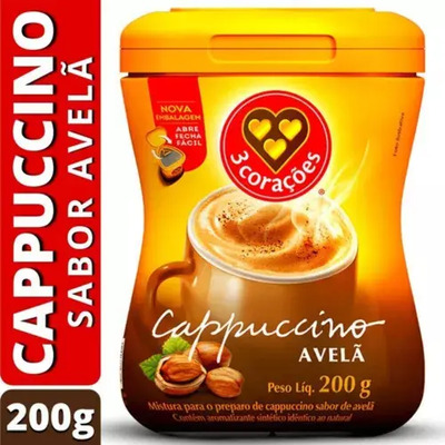 3 Corações Cappuccino Solúvel Sabor Avelã Pote 200g | MercadoLivre