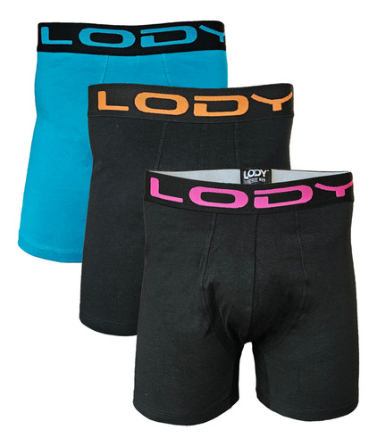 3 Boxers Clásicos De Hombre Algodón Y Lycra Lisos Marca Lody