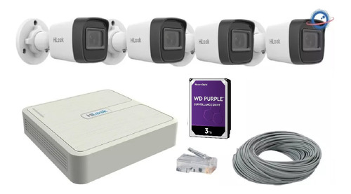 Kit 4 Camaras Ip 2 Mp Nvr 4 Canales Poe Dd 3tb 30m Hikvision