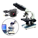 Kit Microscópio Biológico Binocular Led 1600x + Câmera 5mp