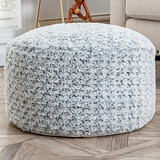 Grey Pouf Ottoman Unstuffed Foot Rest Pouf 20x20x12 Inc...