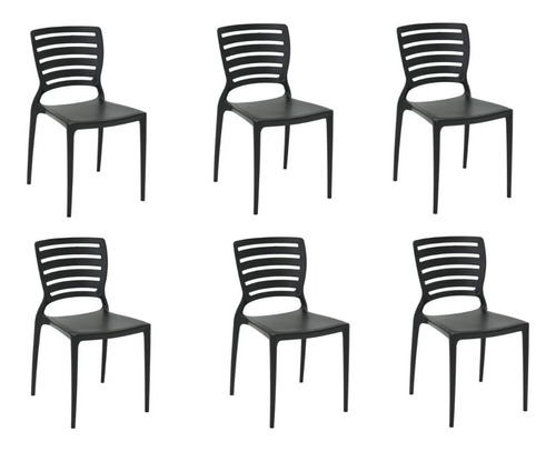 Conjunto 6 Cadeiras Sofia Preto Tramontina
