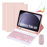 Funda Con Teclado Mouse+ Lapiz Para Galaxy Tab A9 8.7'' Rosa