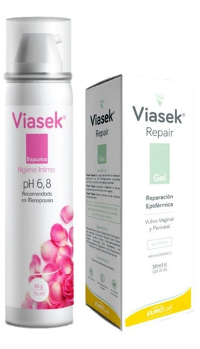 Combo Viasek Espuma Higiene Ph 6.8 + Repair Gel Reparador