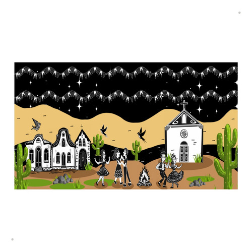 Painel Festa Junina Retangular 3,00 X 1,80 Tecido Sublimado